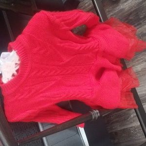 Red tool sweater dress